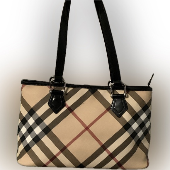 Burberry Nova Check Coated Canvas and Patent Leather Tote - Picture 2 of 13